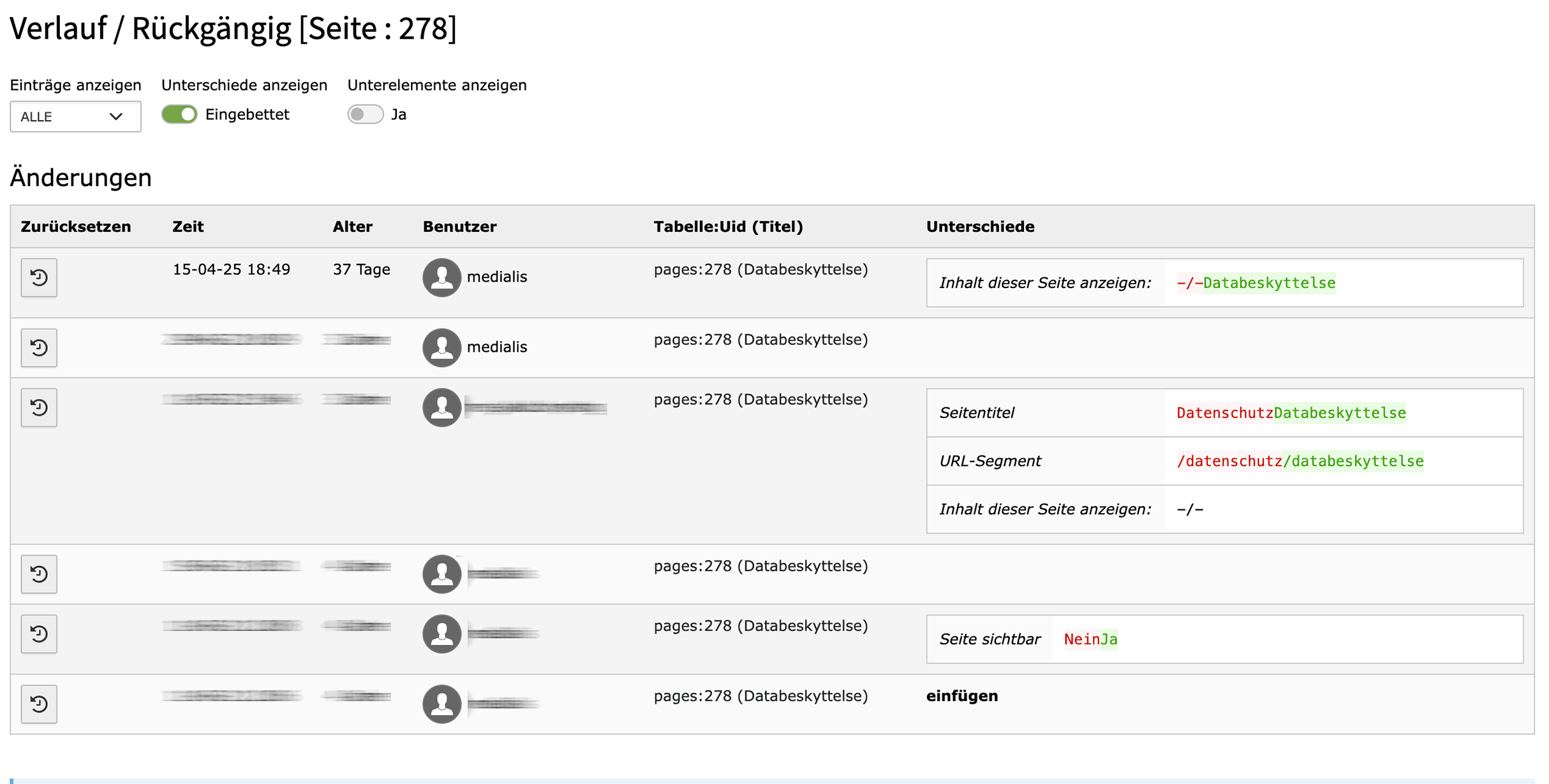 Versionierung in TYPO3