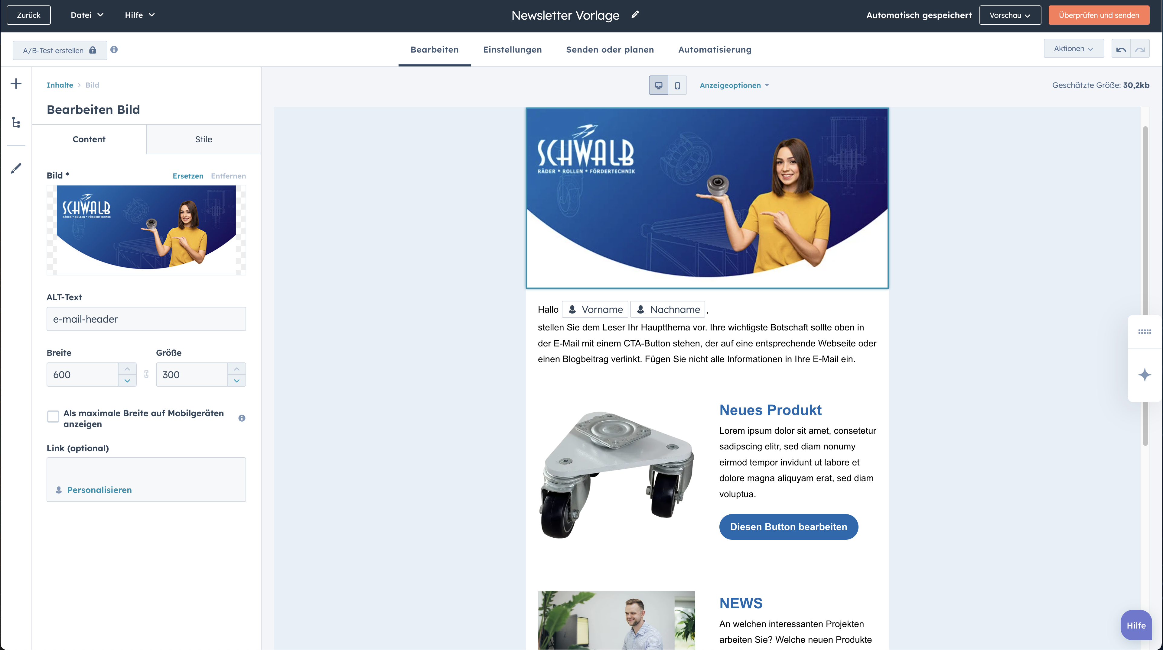 HubSpot-Beispiel-E-Mail-Vorlage