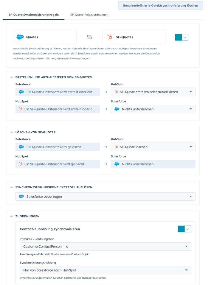 Custom Object Synchronisations Regeln Salesforce-HuBSpot-Integration