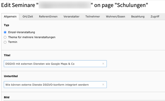 TYPO3 - Seminar Extension