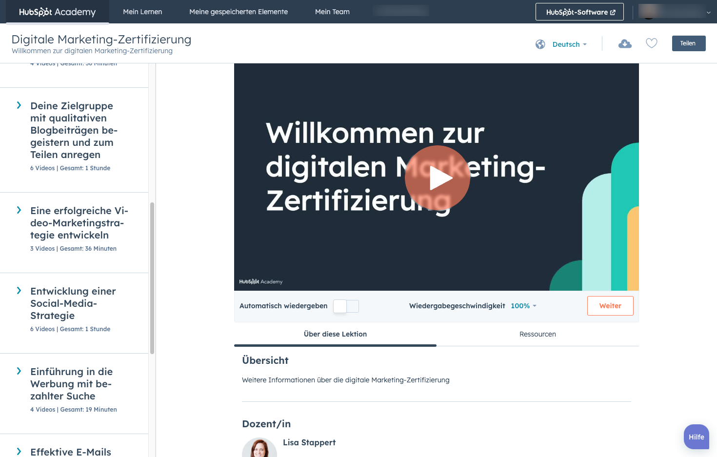 HubSpot-Academy-Digital Marketing Zertifizierung