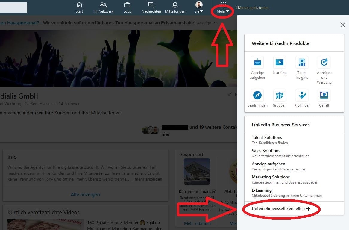 LinkedIn Unternehmensseite erstellen