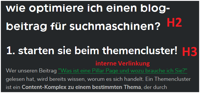 Blogging Überschriften Verlinkungen