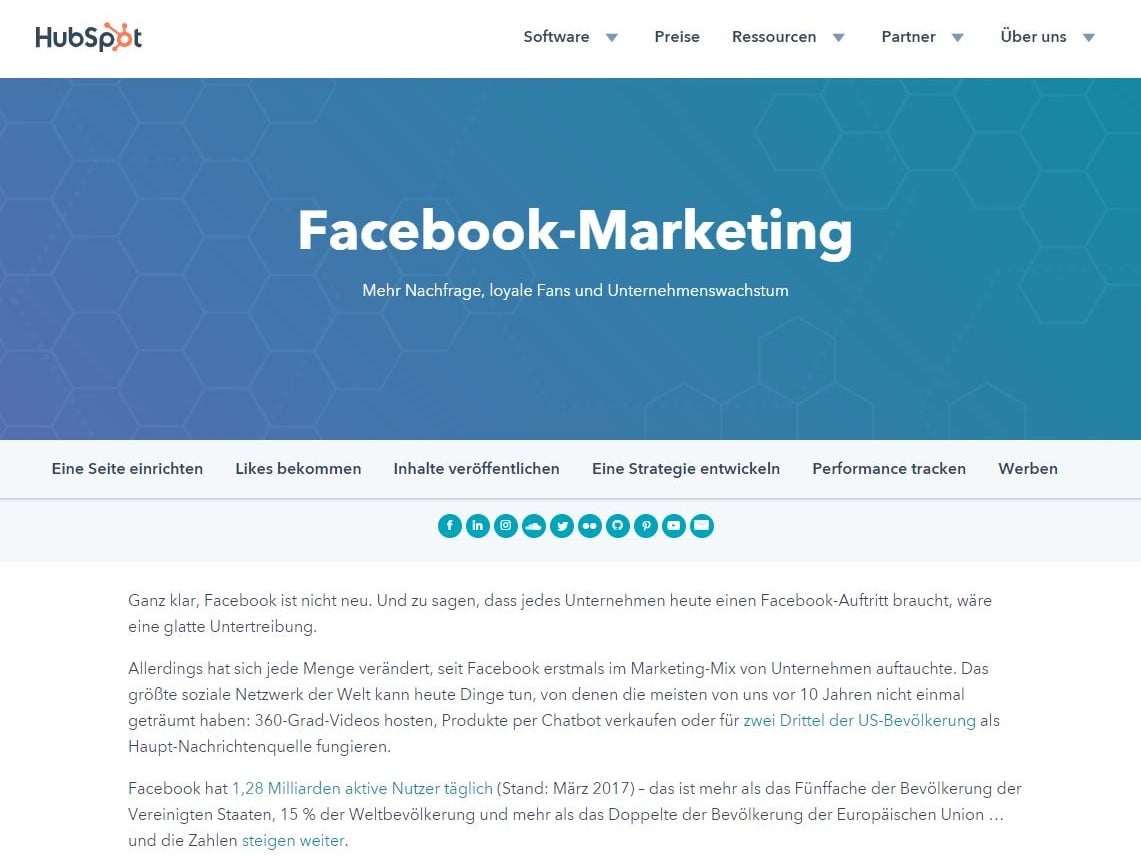 HubSpot Pillar Page Facebook Marketing