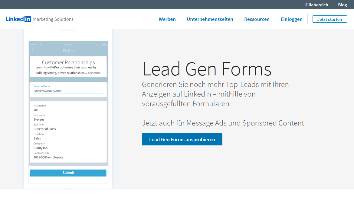 social media leads linkedin lead gen forms